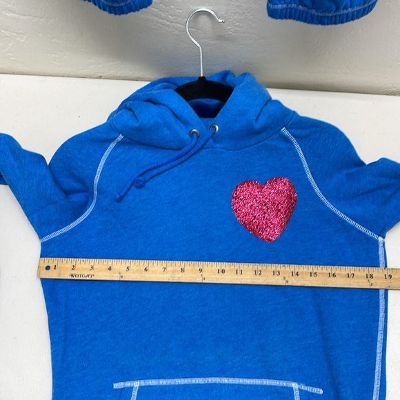 Love pink Victoria Secret set hoodie M pants S Blue & pink glitter bling heart - Picture 7 of 15